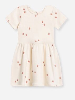NWT Colored Organics Cream Short-Sleeve Strawberry Dot Dress